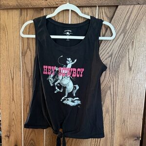 Idyllwind Hey Cowboy Graphic Tie-Front Tank Top